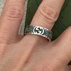 Gucci Silver and Green Ring